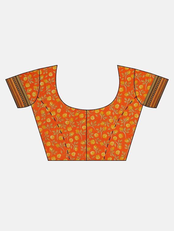 floral printed saree with blouse - 17419639 - Zoom Image - 3