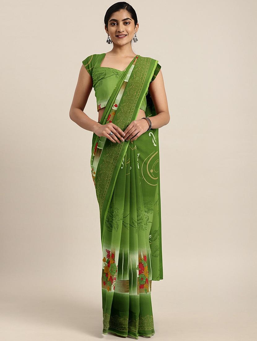 floral printed saree with blouse - 17419643 - Zoom Image - 1