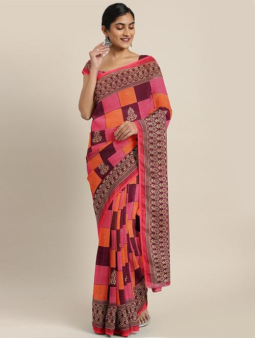 geometrical printed saree with blouse - 17419646 - Standard Image - 1