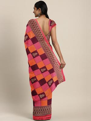 geometrical printed saree with blouse - 17419646 - Standard Image - 2
