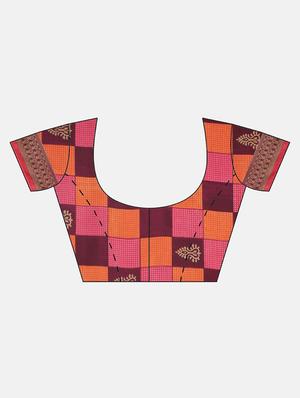 geometrical printed saree with blouse - 17419646 - Standard Image - 3