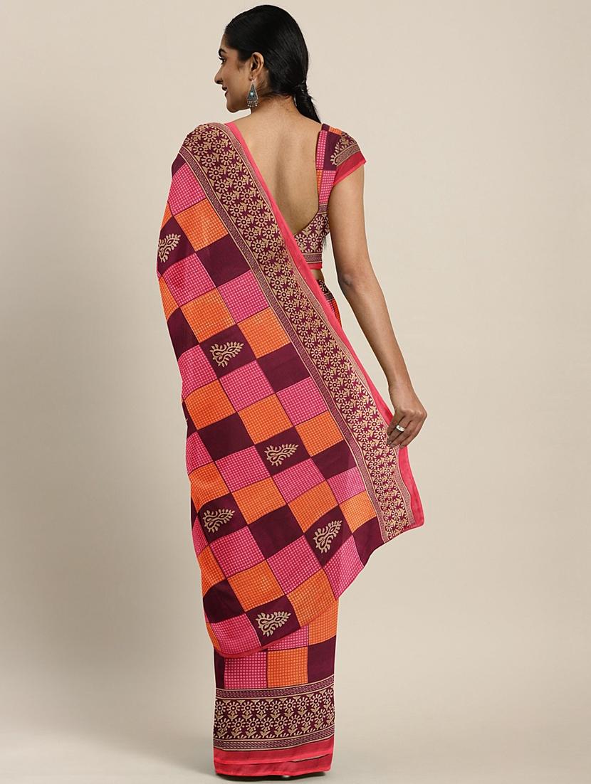 geometrical printed saree with blouse - 17419646 - Zoom Image - 2