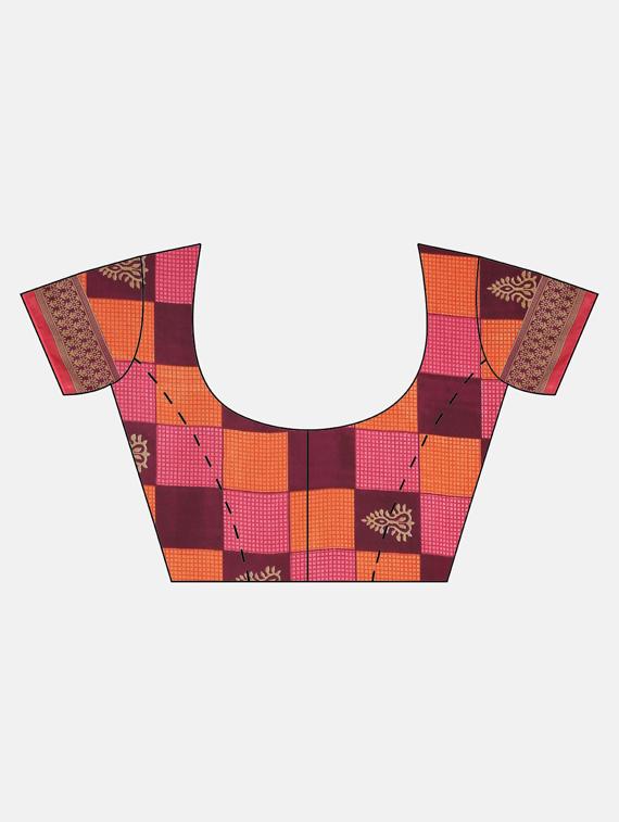 geometrical printed saree with blouse - 17419646 - Zoom Image - 3