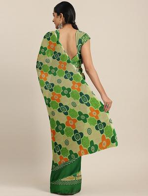 floral printed saree with blouse - 17419651 - Standard Image - 2