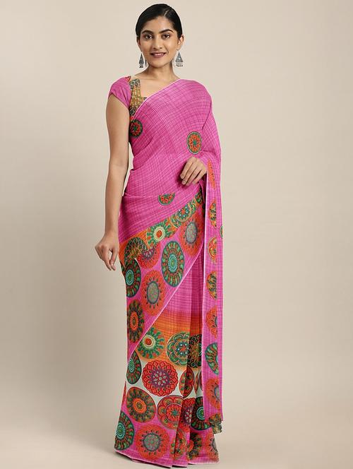 geometrical printed saree with blouse - 17419657 - Standard Image - 1