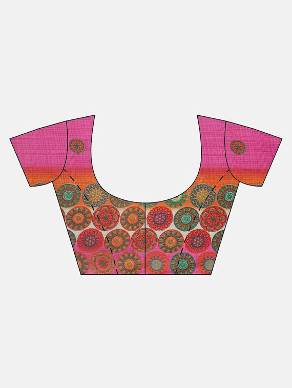 geometrical printed saree with blouse - 17419657 - Zoom Image - 3