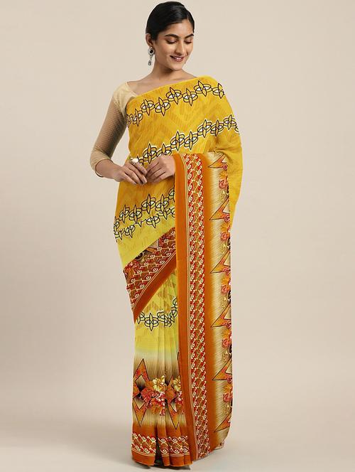 floral printed saree with blouse - 17419667 - Standard Image - 1
