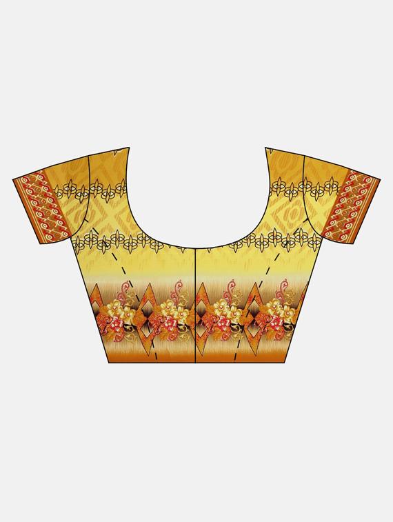 floral printed saree with blouse - 17419667 - Zoom Image - 3