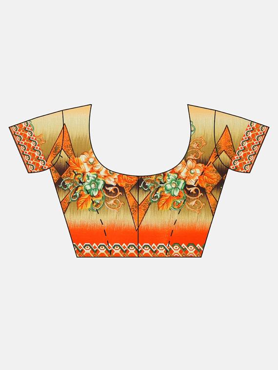 floral printed saree with blouse - 17419669 - Zoom Image - 3