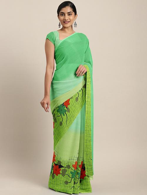 floral printed saree with blouse - 17419672 - Standard Image - 1