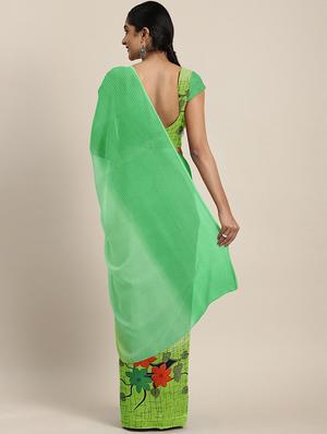 floral printed saree with blouse - 17419672 - Standard Image - 2