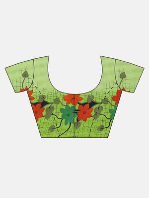 floral printed saree with blouse - 17419672 - Standard Image - 3