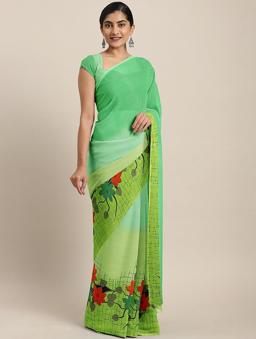 floral printed saree with blouse - 17419672 - Zoom Image - 1