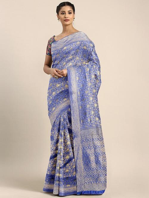 floral woven saree with blouse - 17419676 - Standard Image - 1