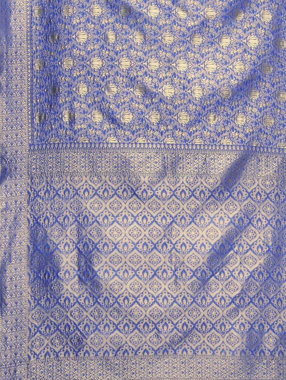 floral woven saree with blouse - 17419676 - Zoom Image - 5