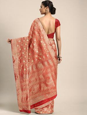 floral woven saree with blouse - 17419677 - Standard Image - 2