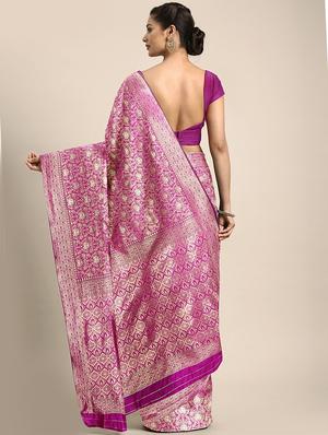 floral woven saree with blouse - 17419678 - Standard Image - 2