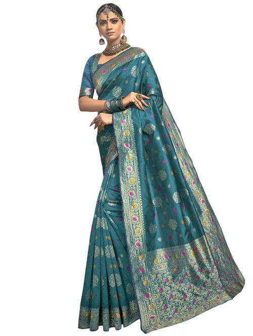 ethnic motif kanjivaram saree with blouse - 17419779 - Standard Image - 1