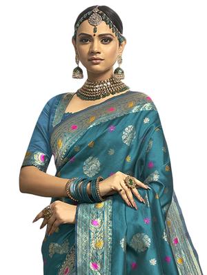 ethnic motif kanjivaram saree with blouse - 17419779 - Standard Image - 2