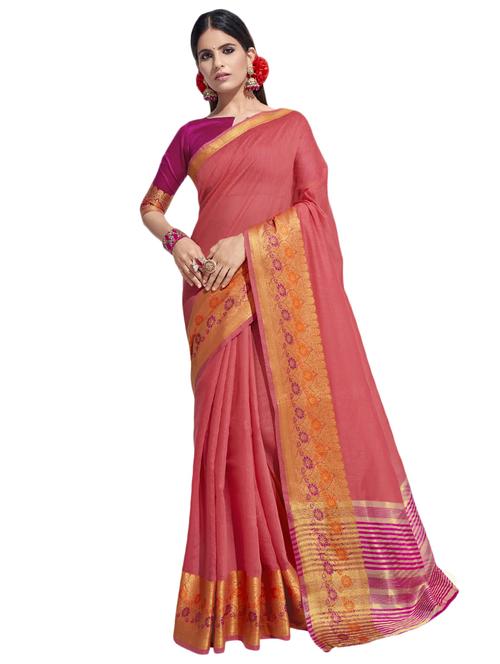 solid plain saree with blouse - 17419786 - Standard Image - 1