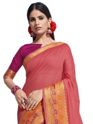 solid plain saree with blouse - 17419786 - Standard Image - 2