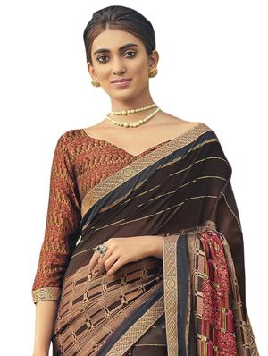 abstract printed saree with blouse - 17420009 - Standard Image - 2
