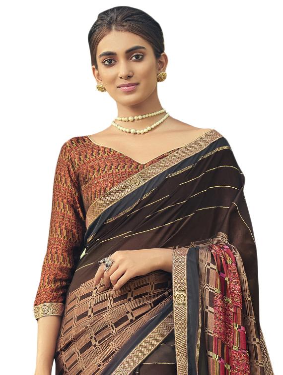 abstract printed saree with blouse - 17420009 - Zoom Image - 2