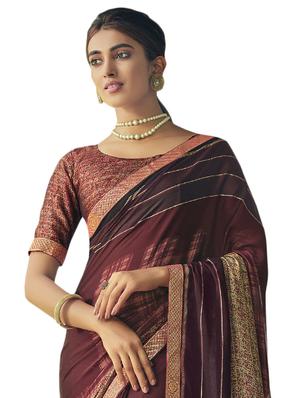 abstract printed saree with blouse - 17420011 - Standard Image - 2
