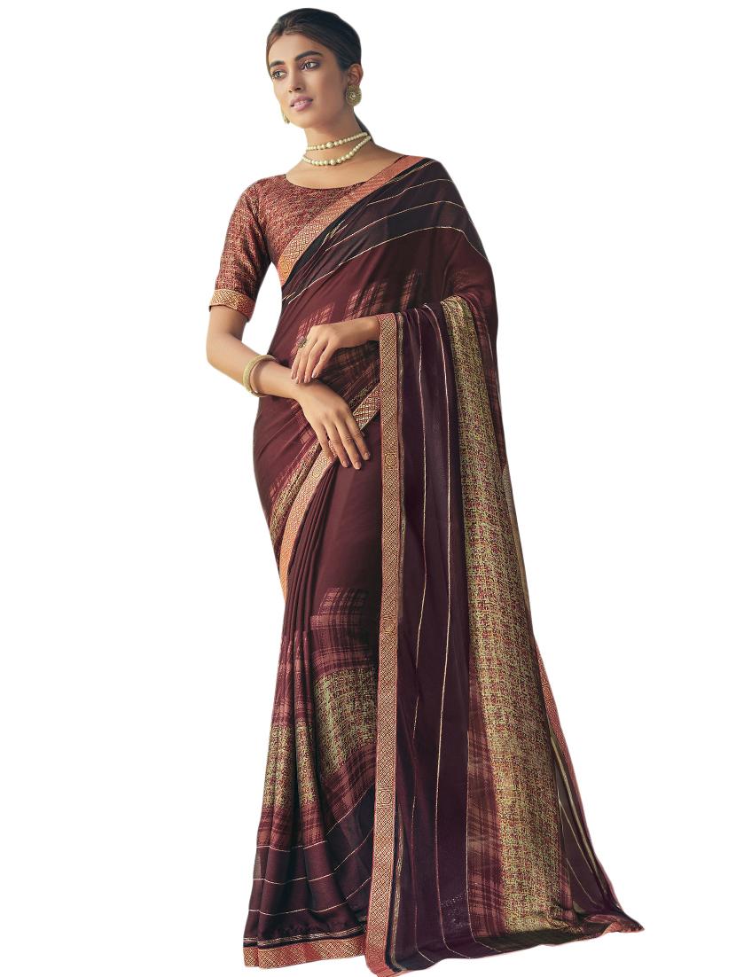 abstract printed saree with blouse - 17420011 - Zoom Image - 1