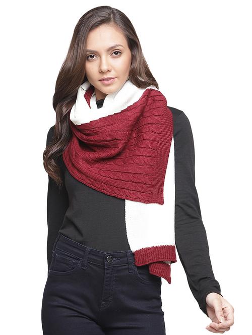 maroon colored wool stole - 17420091 - Standard Image - 1
