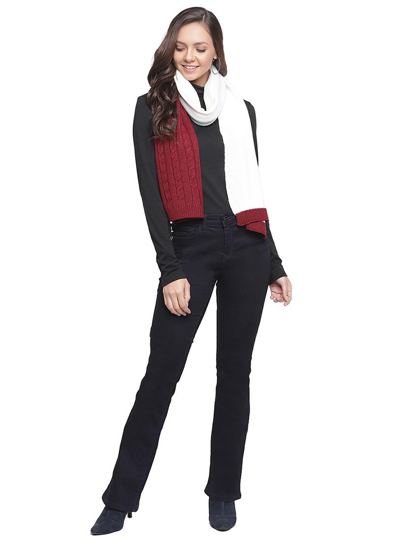 maroon colored wool stole - 17420091 - Zoom Image - 2