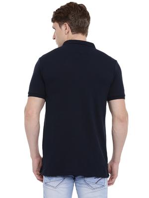 navy blue solid polo t-shirt - 17420206 - Standard Image - 3