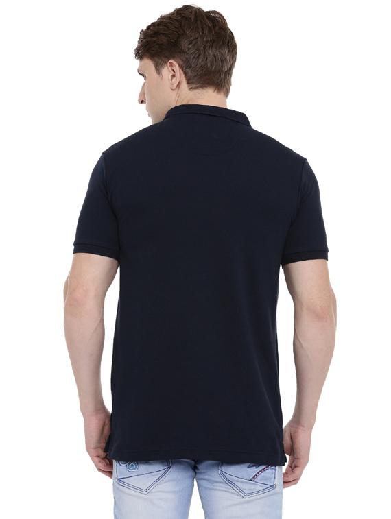navy blue solid polo t-shirt - 17420206 - Zoom Image - 3