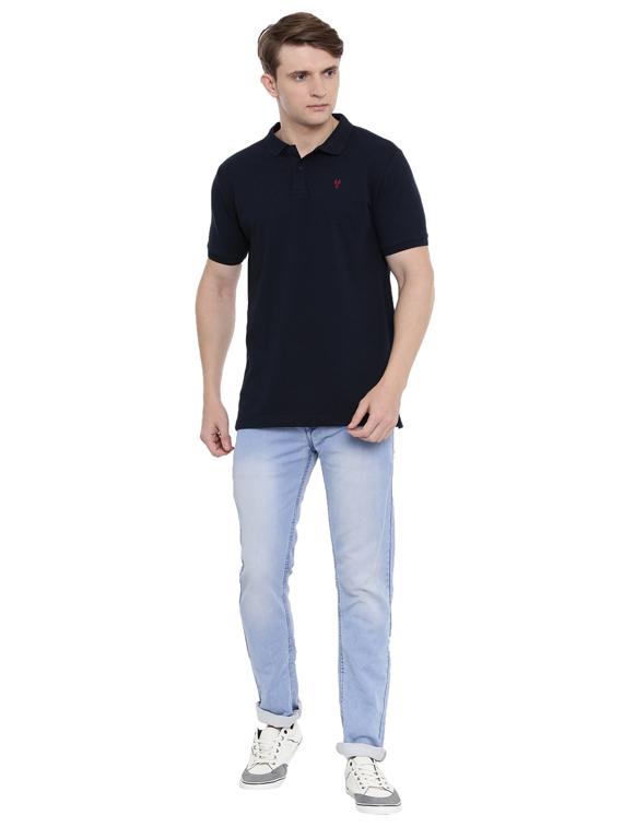 navy blue solid polo t-shirt - 17420206 - Zoom Image - 4