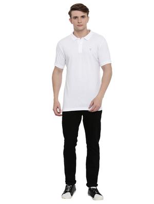white solid polo t-shirt - 17420212 - Standard Image - 4