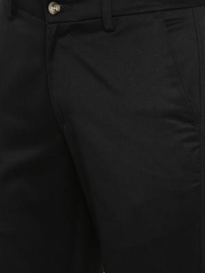 black solid flat front casual trouser - 17420282 - Standard Image - 5
