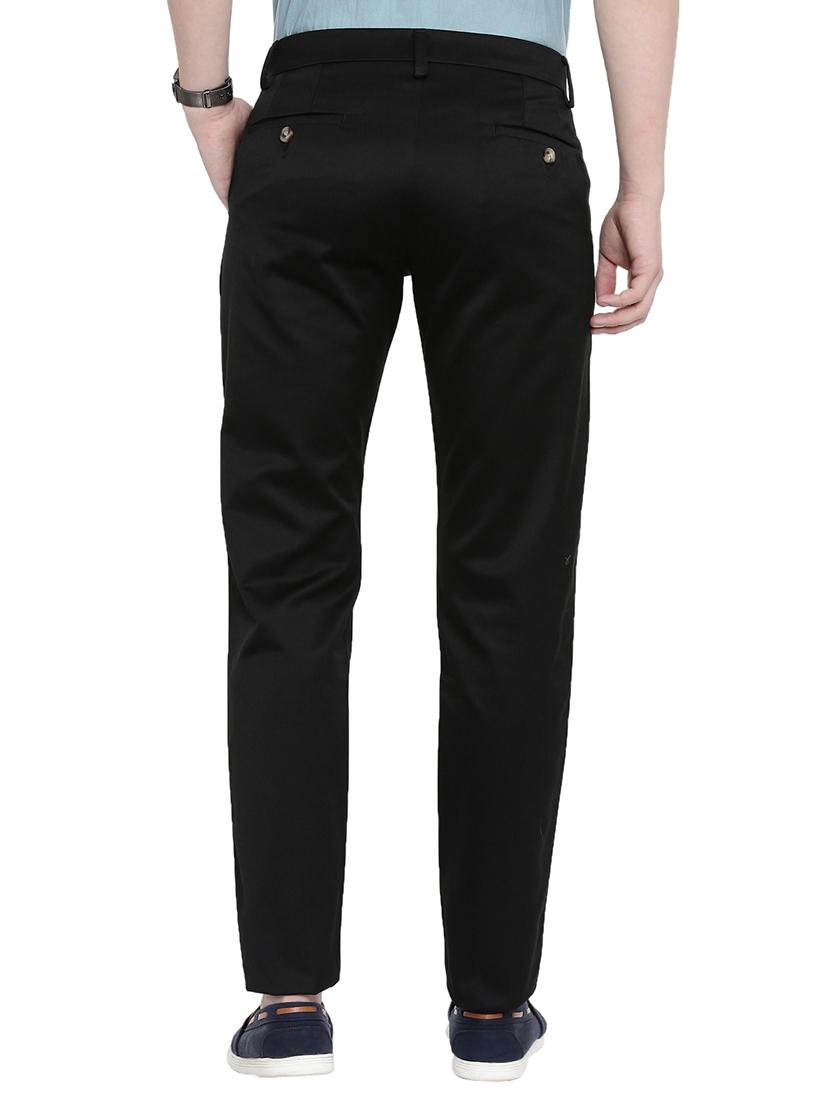 black solid flat front casual trouser - 17420282 - Zoom Image - 3
