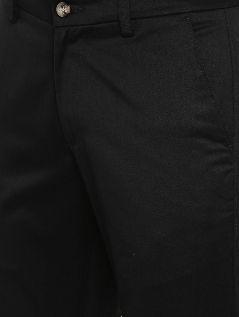 black solid flat front casual trouser - 17420282 - Zoom Image - 5