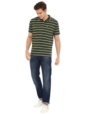 olive green striped polo t-shirt - 17420447 - Standard Image - 4