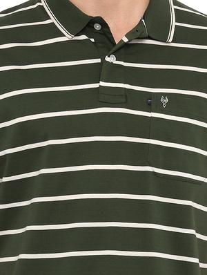 olive green striped polo t-shirt - 17420447 - Standard Image - 5
