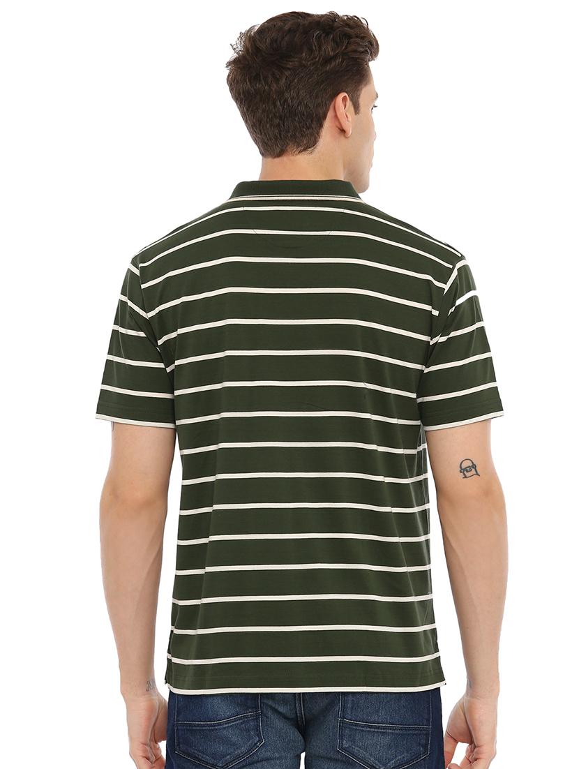olive green striped polo t-shirt - 17420447 - Zoom Image - 3