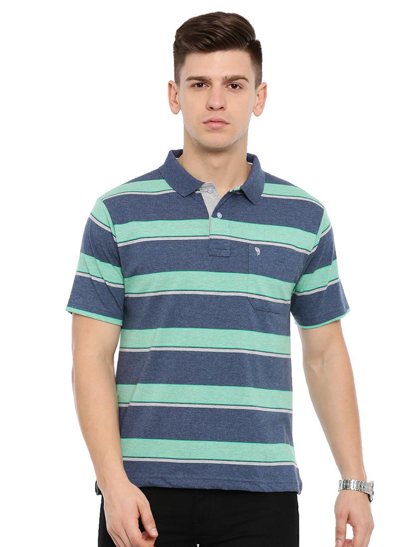 blue striped collared t-shirt - 17420448 - Zoom Image - 1