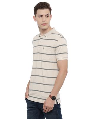 cream striped polo t-shirt - 17420502 - Standard Image - 2
