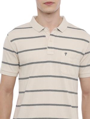 cream striped polo t-shirt - 17420502 - Standard Image - 5