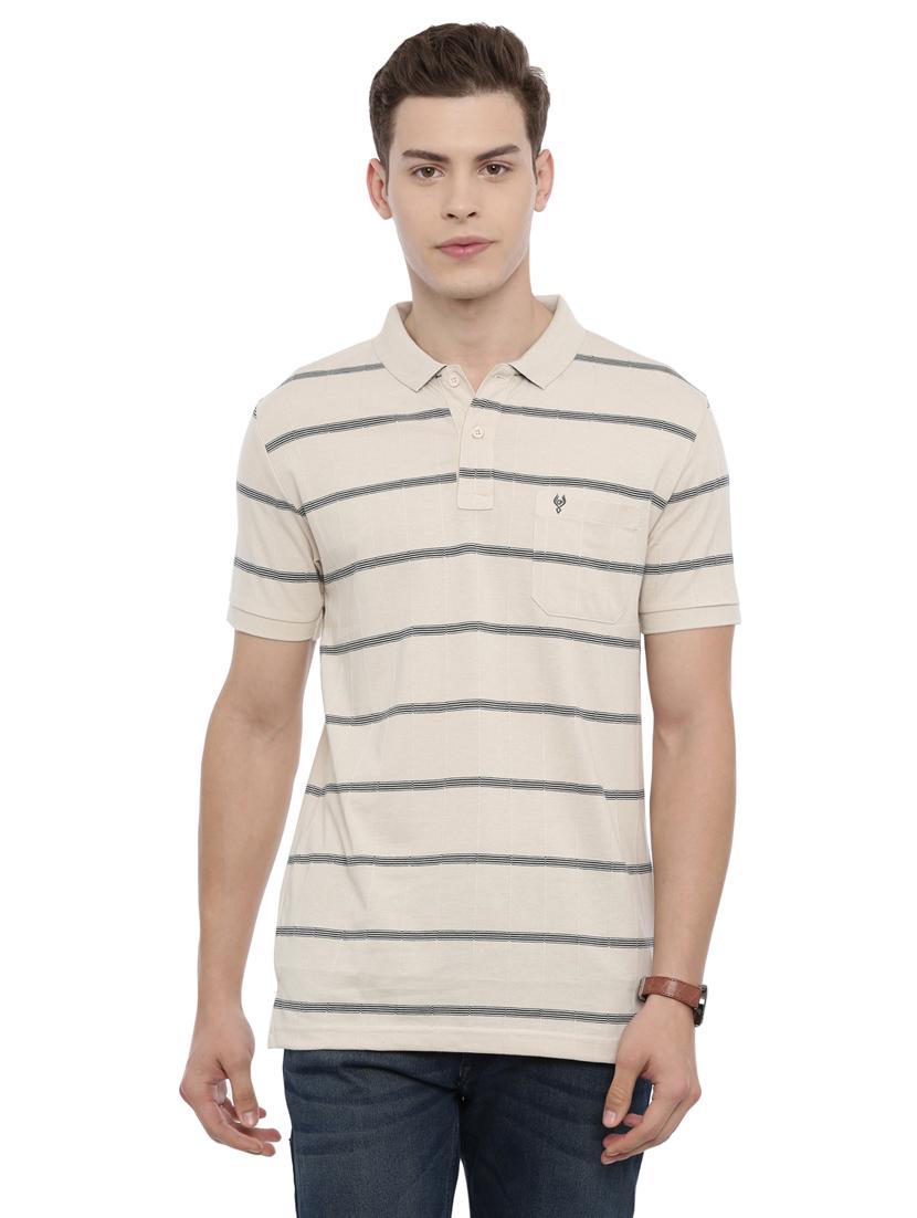cream striped polo t-shirt - 17420502 - Zoom Image - 1