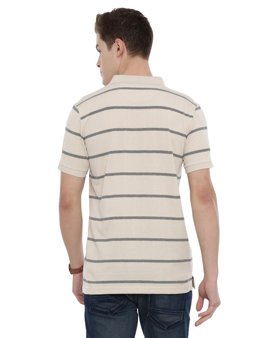 cream striped polo t-shirt - 17420502 - Zoom Image - 3
