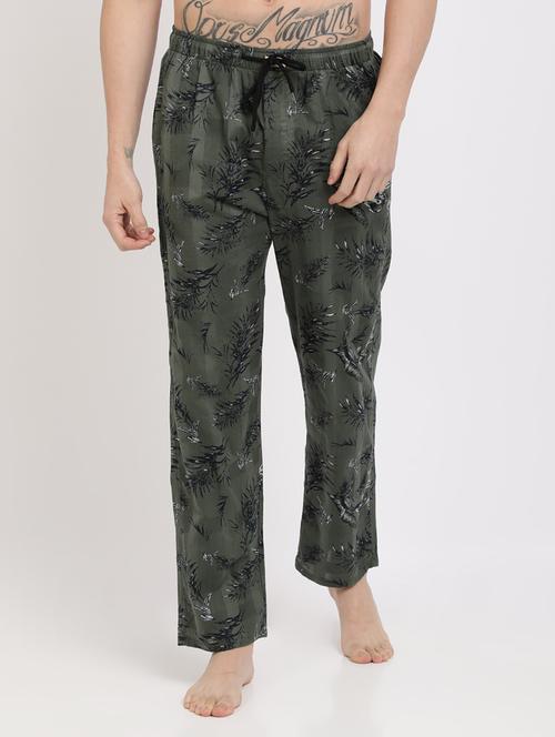 olive green printed pyjama - 17420531 - Standard Image - 1