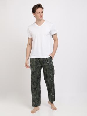 olive green printed pyjama - 17420531 - Standard Image - 4