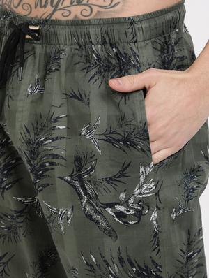olive green printed pyjama - 17420531 - Standard Image - 5