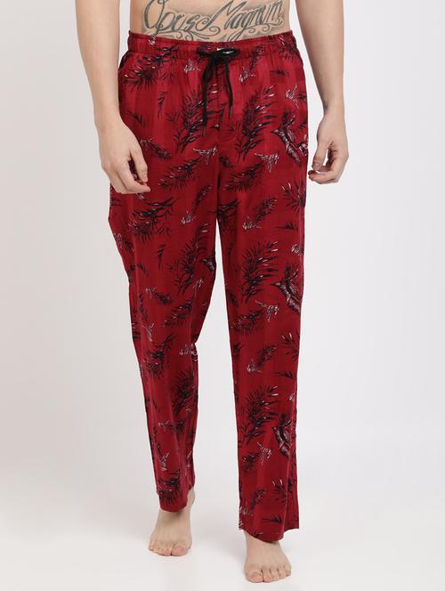 maroon printed pyjama - 17420532 - Standard Image - 1